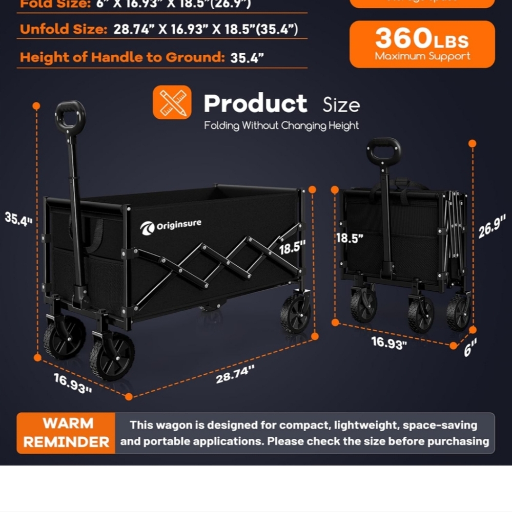 COPY - Collapsible Wagon Cart Foldable - Lightweight Portable Heavy Duty Foldin… - Picture 3 of 8